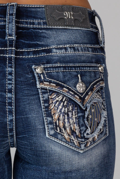 Miss Me Falling Feather Skinny Jeans