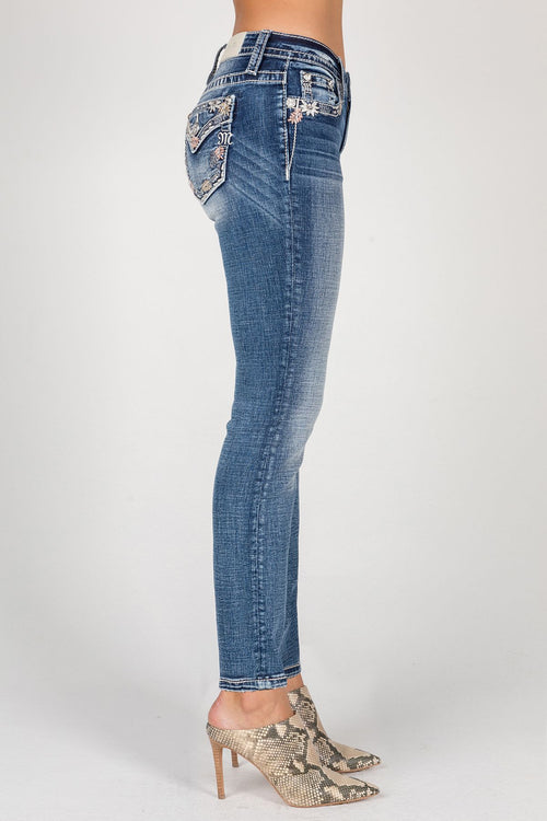 Miss Me Colored Stitch Skinny Jeans