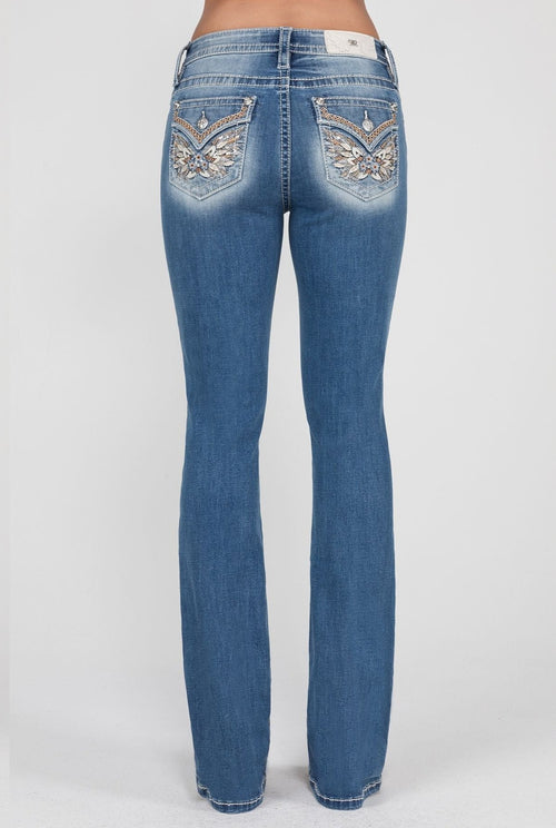 Miss Me Blue Floral Bootcut Jeans