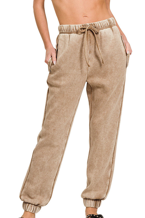Acid Wash Sweatpants (Deep Camel)