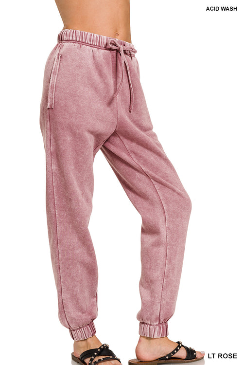 Acid Wash Sweatpants (Light Rose)