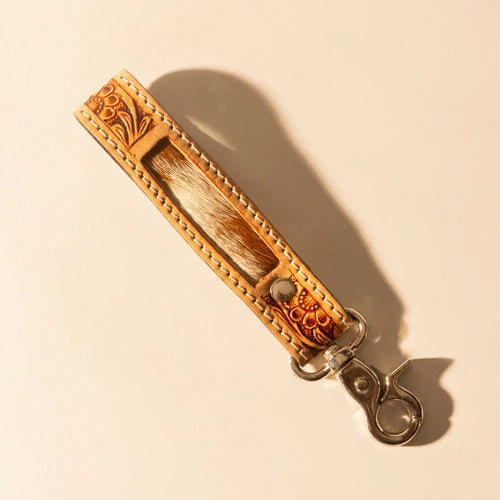 Hide Inlay Western Key Fob