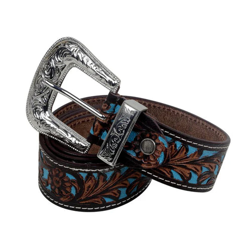 Maya Hand Tooled Belt (Turquoise)