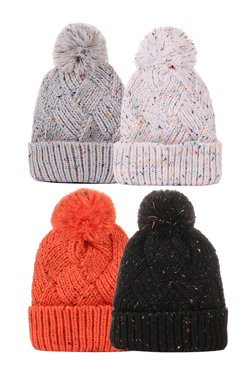 Speckled Pom Pom Beanie (Multiple Colors)