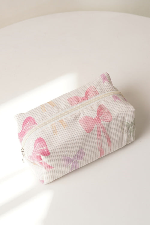 Cosmetic Makeup Bag (Ivory Bows)