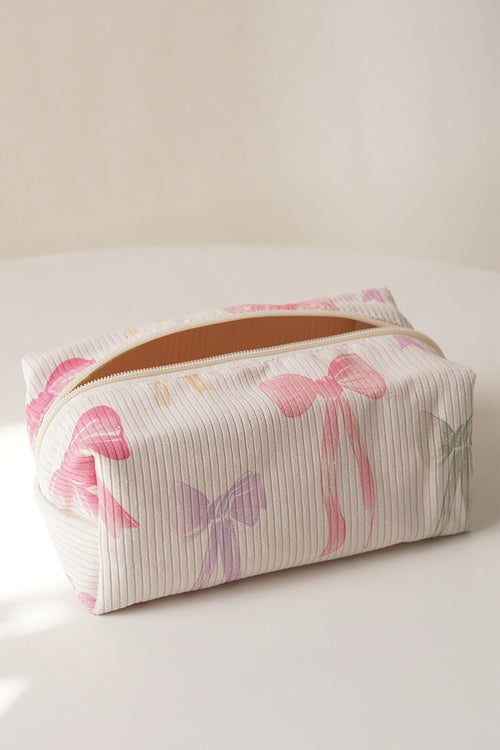 Cosmetic Makeup Bag (Ivory Bows)