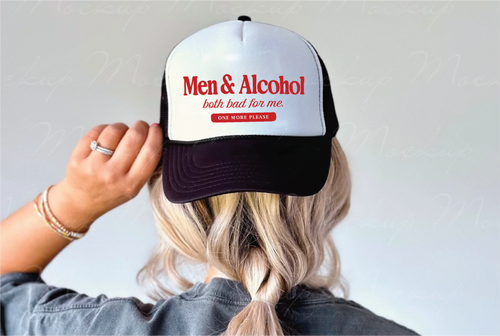 Men and Alcohol Trucker Hat (Black)