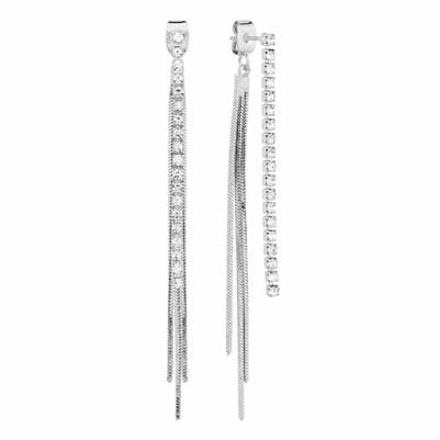 Silver Multi Chain Post Earrings