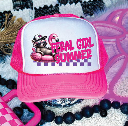 Feral Mom Summer Trucker Hat (Neon Pink)