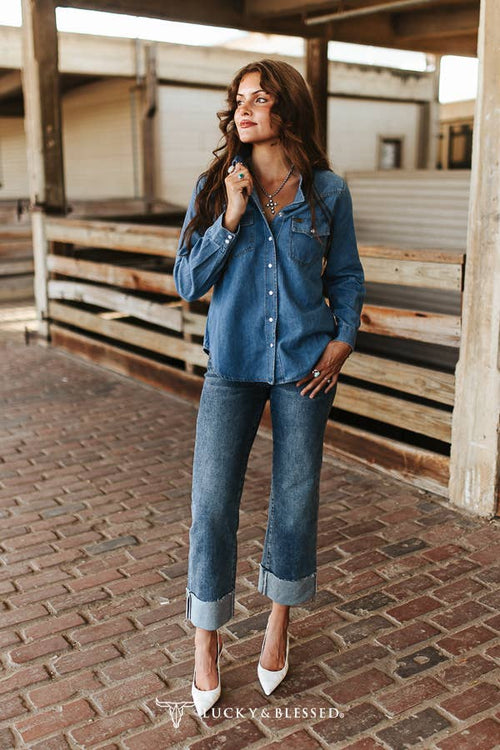 Western Yoke Denim Shirt (Medium Wash)