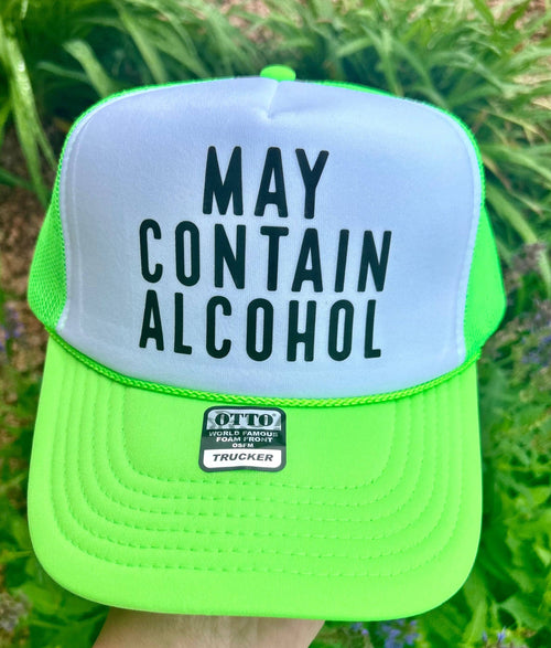 May Contain Alcohol Trucker Hat (Neon Green)