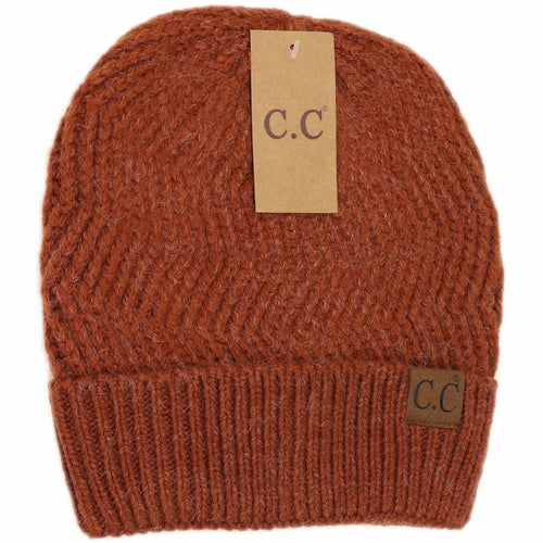 Chevron Knit Cuff CC Beanie (Multiple Colors)