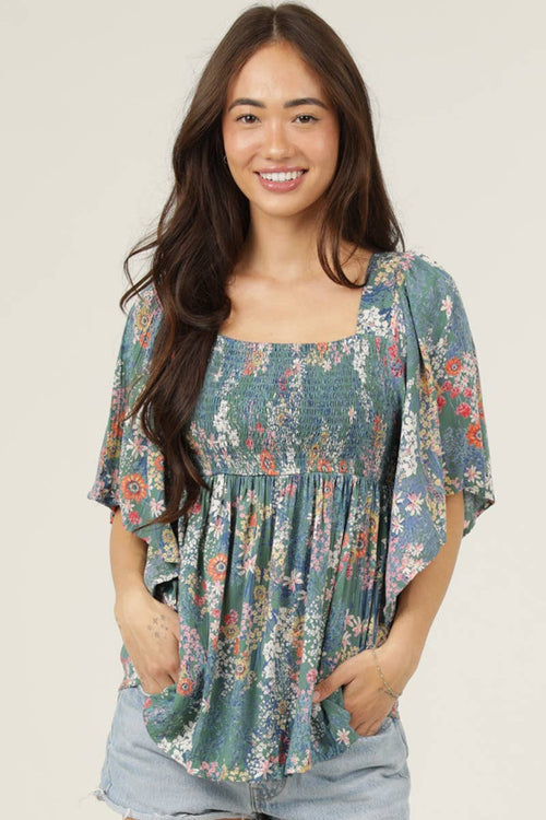Quin Floral Top (Green)