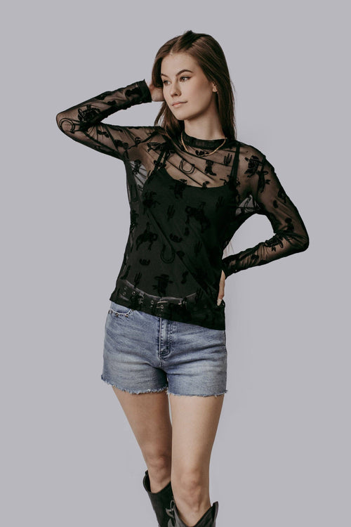 Lets Rodeo Mesh Top (Black)