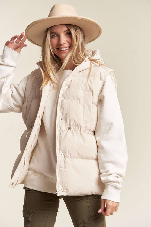 Farrah Puffer Vest (Beige)