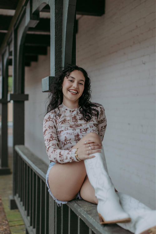 Wild & Western Mesh Top (Cream)