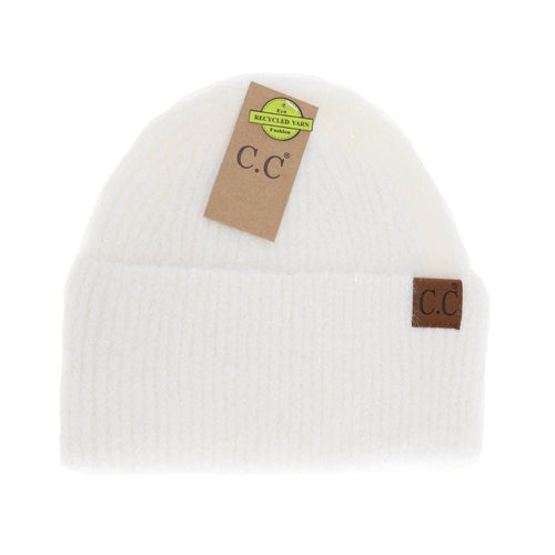 Mohair Feel Wide Cuff C.C Beanie (Ivory)