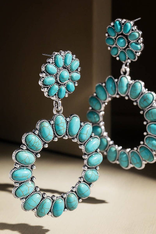 Boho Semi Stone Earrings (Turquoise)