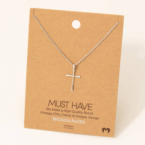 Dainty Cross Pendant Necklace (Silver)