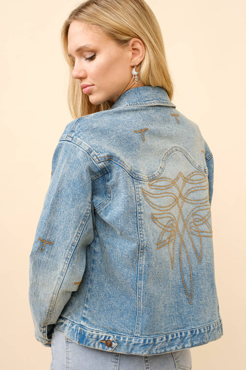 Boot Stitch Denim Jacket (Medium Wash)