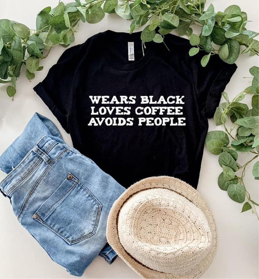*PVM* Wears Black, Loves Coffee Tshirt (Black)