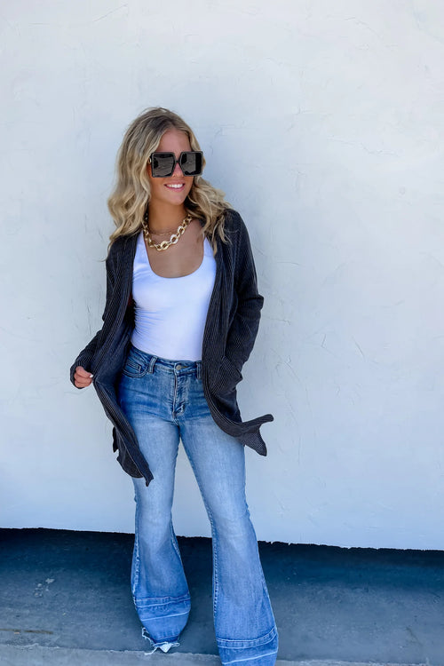 Reese Ribbed Cardigan (Vintage Black)