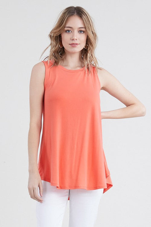*Online Exclusive* Sleeveless Tunic Top in Coral