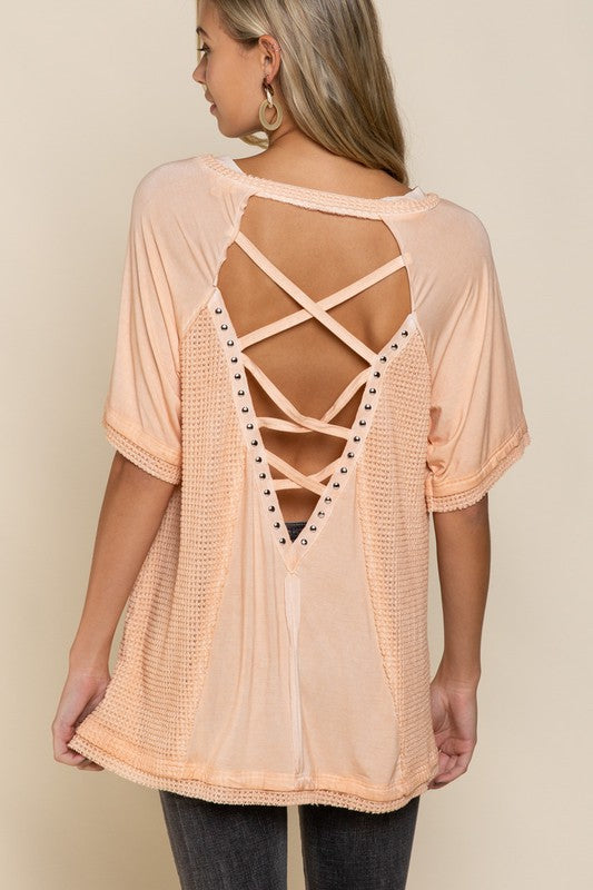 *Online Exclusive* Studded Waffle Top (Multiple Colors)