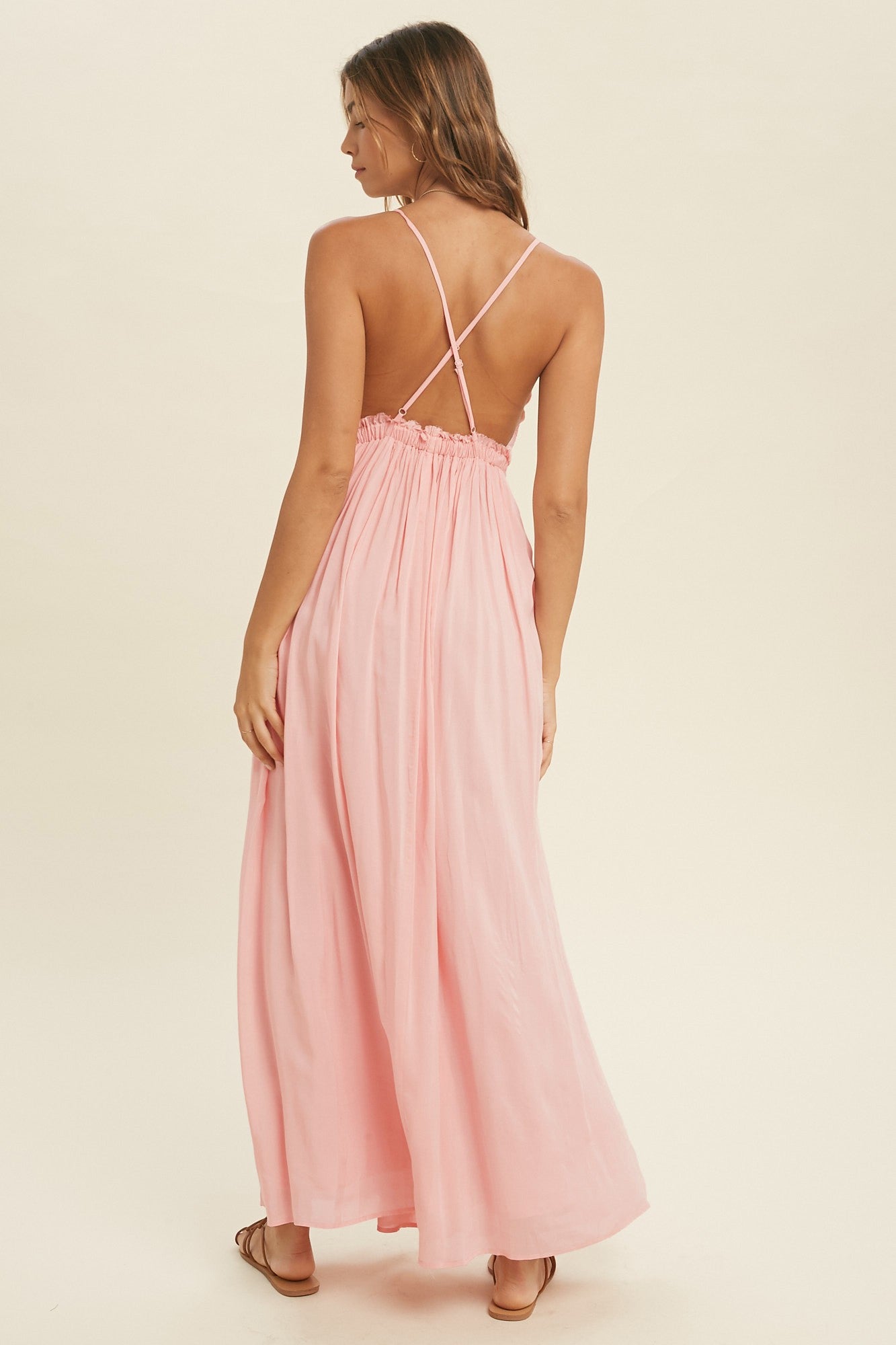 *Outlet* Fawna Lace Maxi Dress (Pink)