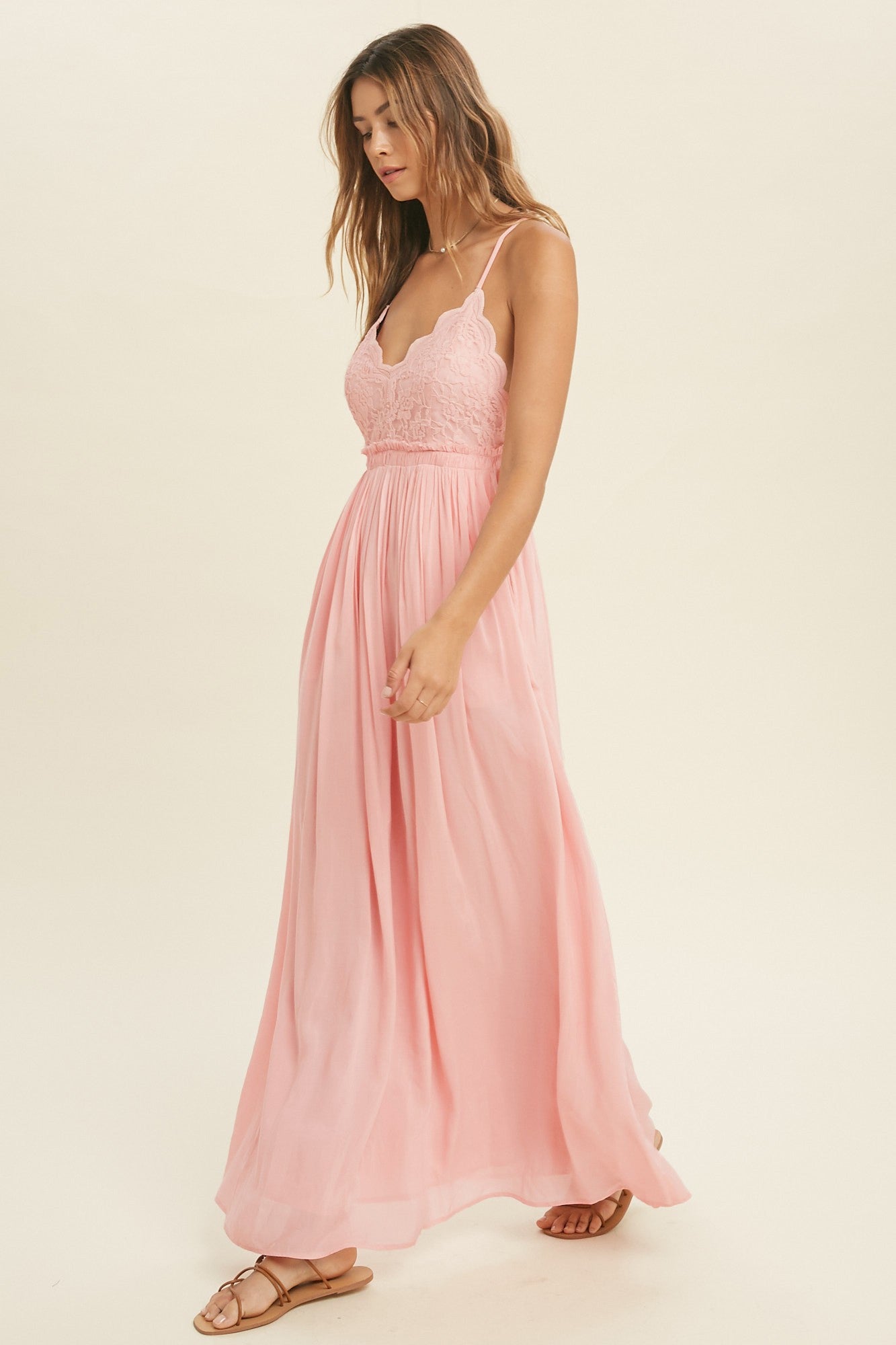 *Outlet* Fawna Lace Maxi Dress (Pink)