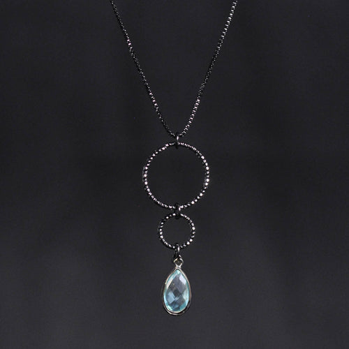 Circle Drop Necklace (Aqua)