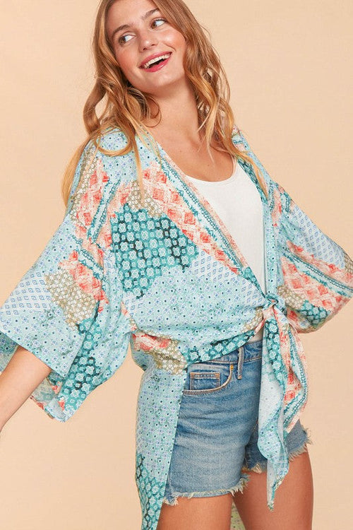 *Online Exclusive* Bohemian Ethnic Rayon Challis Cover Up Kimono