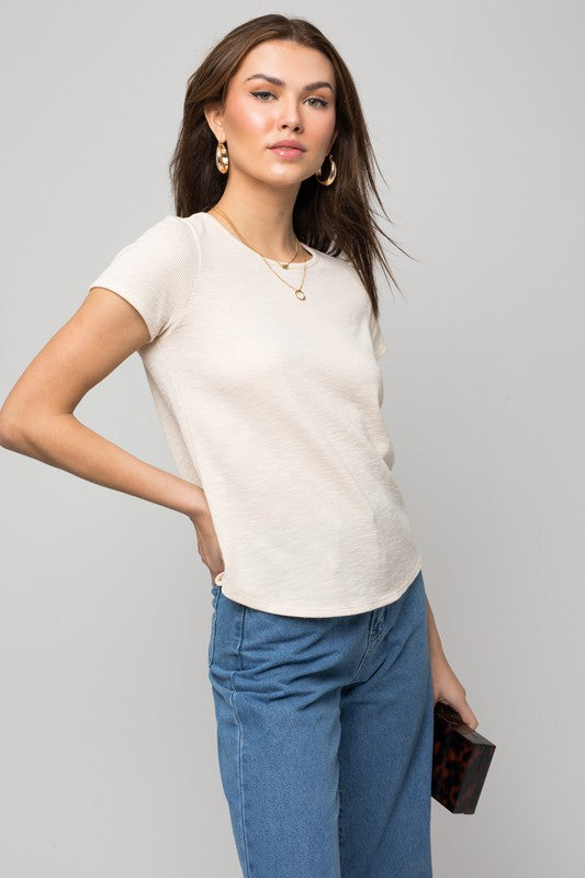 *Online Exclusive* Back Button Down Top (Cream)