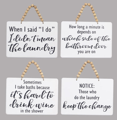 Wood Bathroom/Laundry Room Wall Sign