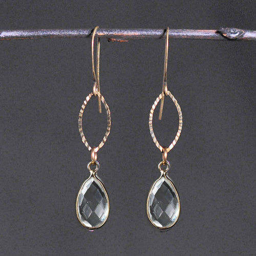 Brass Small Marquise Earrings (Crystal)