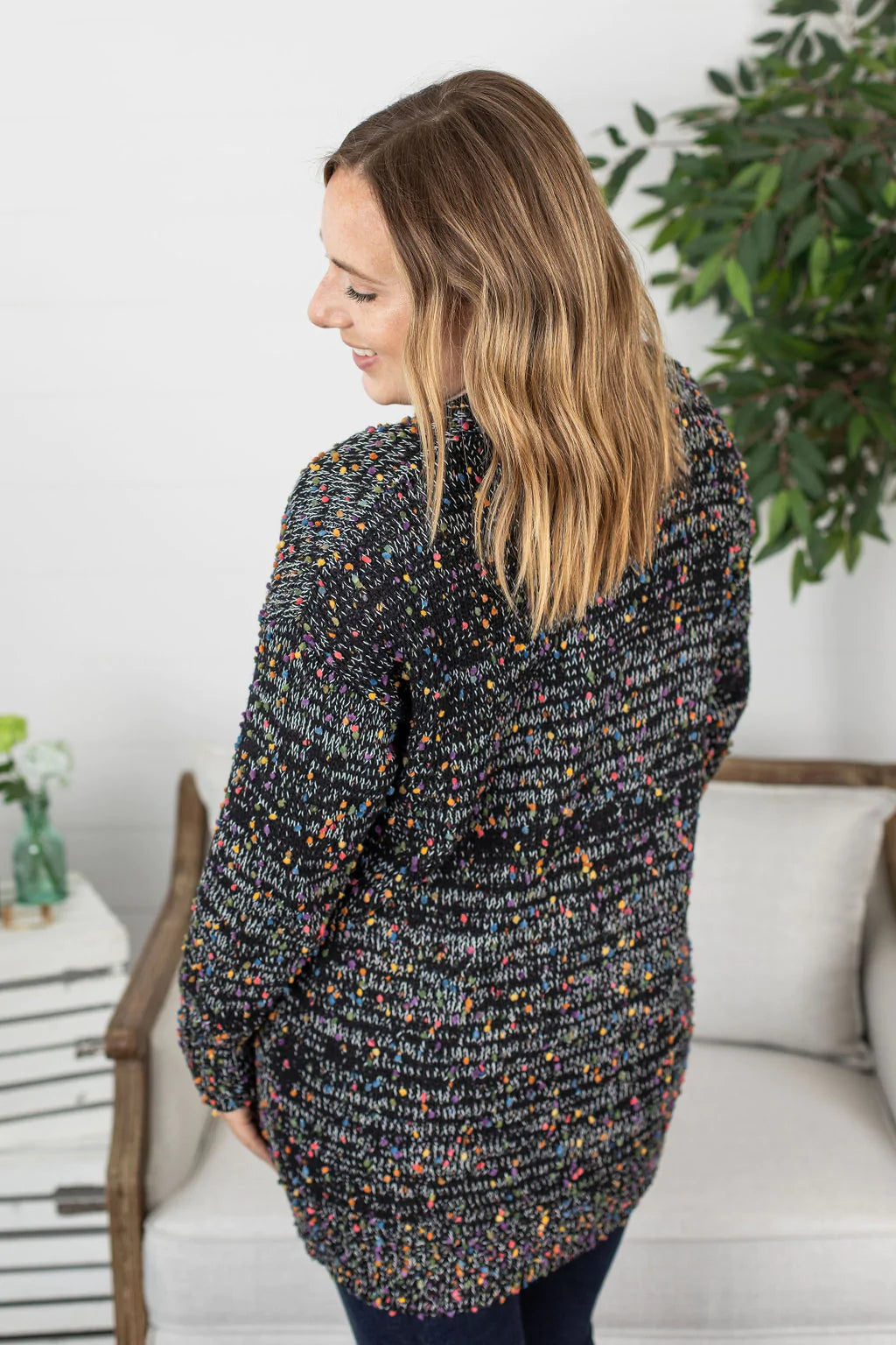 *Outlet* Carly Confetti Dot Cardigan (Black)