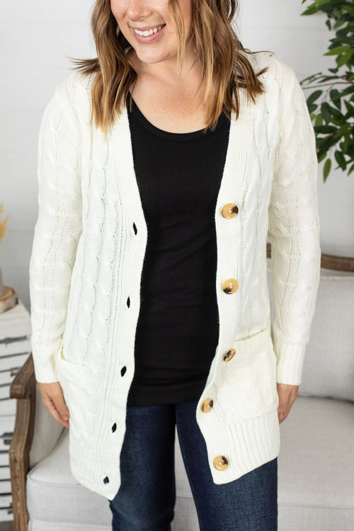 *Outlet* Button Cardigan (Ivory)
