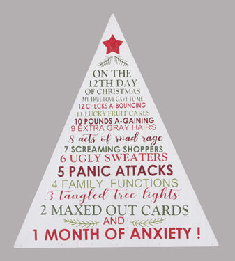 Wood Christmas Tree Tabletop with Modern Day 12 Days of Christmas