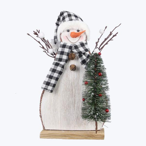 Wood Snowman with Stocking Cap
