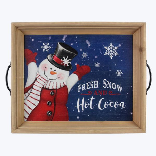 Wood Christmas Snowman Serving Tray