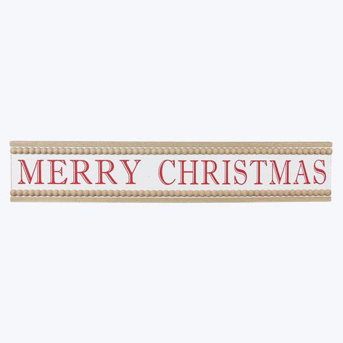 Wood Christmas Wall Sign with Blessing Bead Trim
