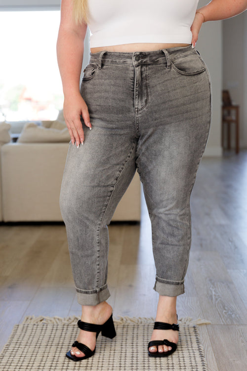 *Online Exclusive* Judy Blue Charlotte Stone Wash Slim Jeans (Grey)