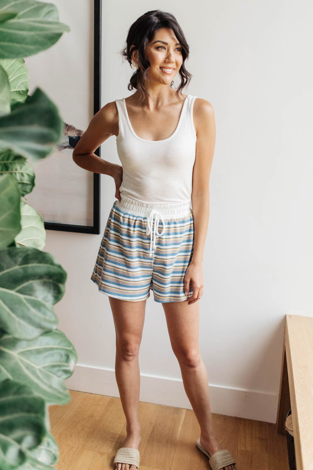 *Online Exclusive* Emery Striped Shorts in Blue