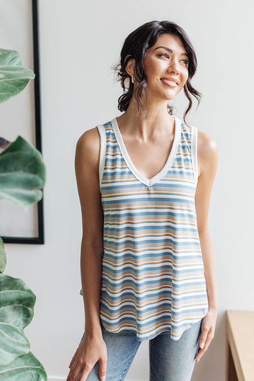 *Online Exclusive* Emery Striped Tank in Blue