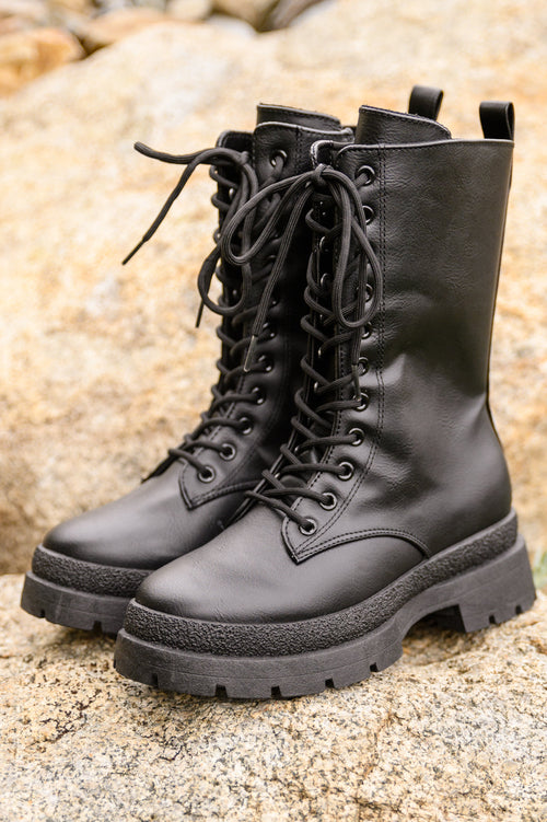 *Online Exclusive* Fresh Feels Combat Boots In Black