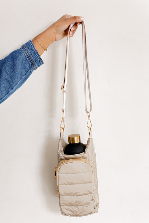 *Online Exclusive* Gotcha Girl Puffer Tumbler Tote in Gold