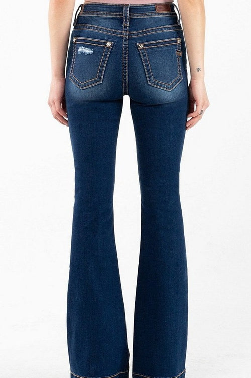 *FINAL SALE* Miss Me Brown Stitched Flare Jeans
