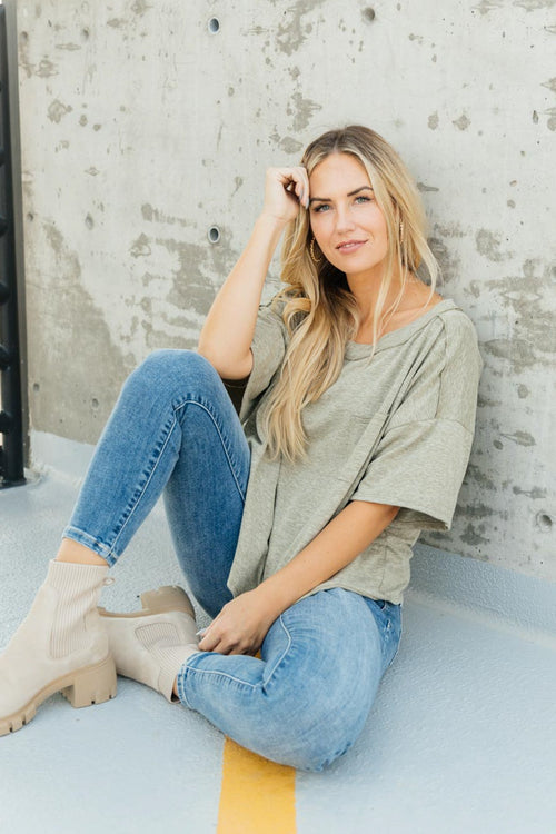 *Online Exclusive* Hannah Tee in Faded Olive