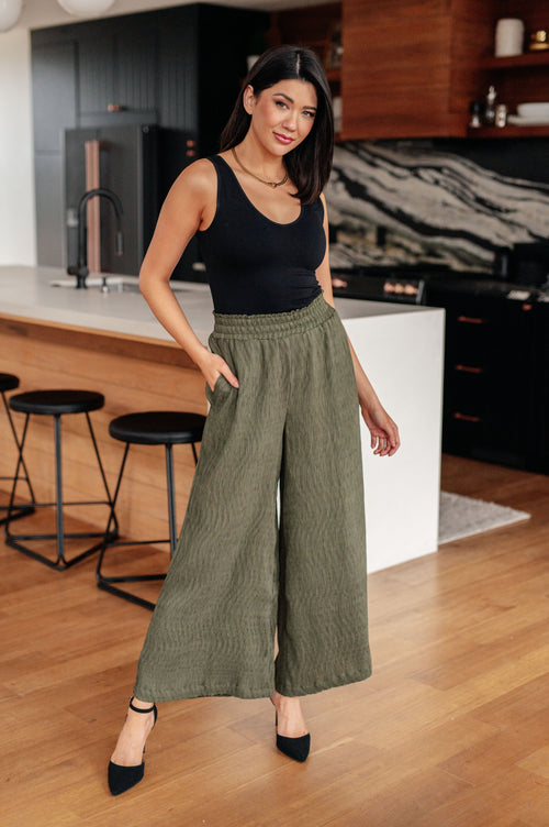 *Online Exclusive* Harmony High Rise Wide Pants in Olive