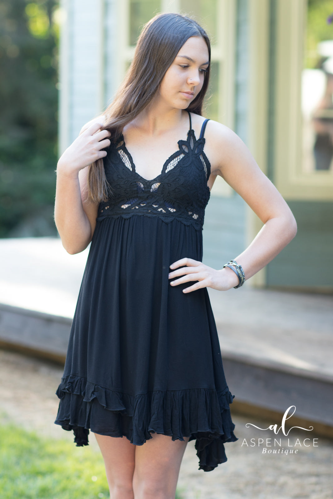 Carlina Mini Dress (Black)